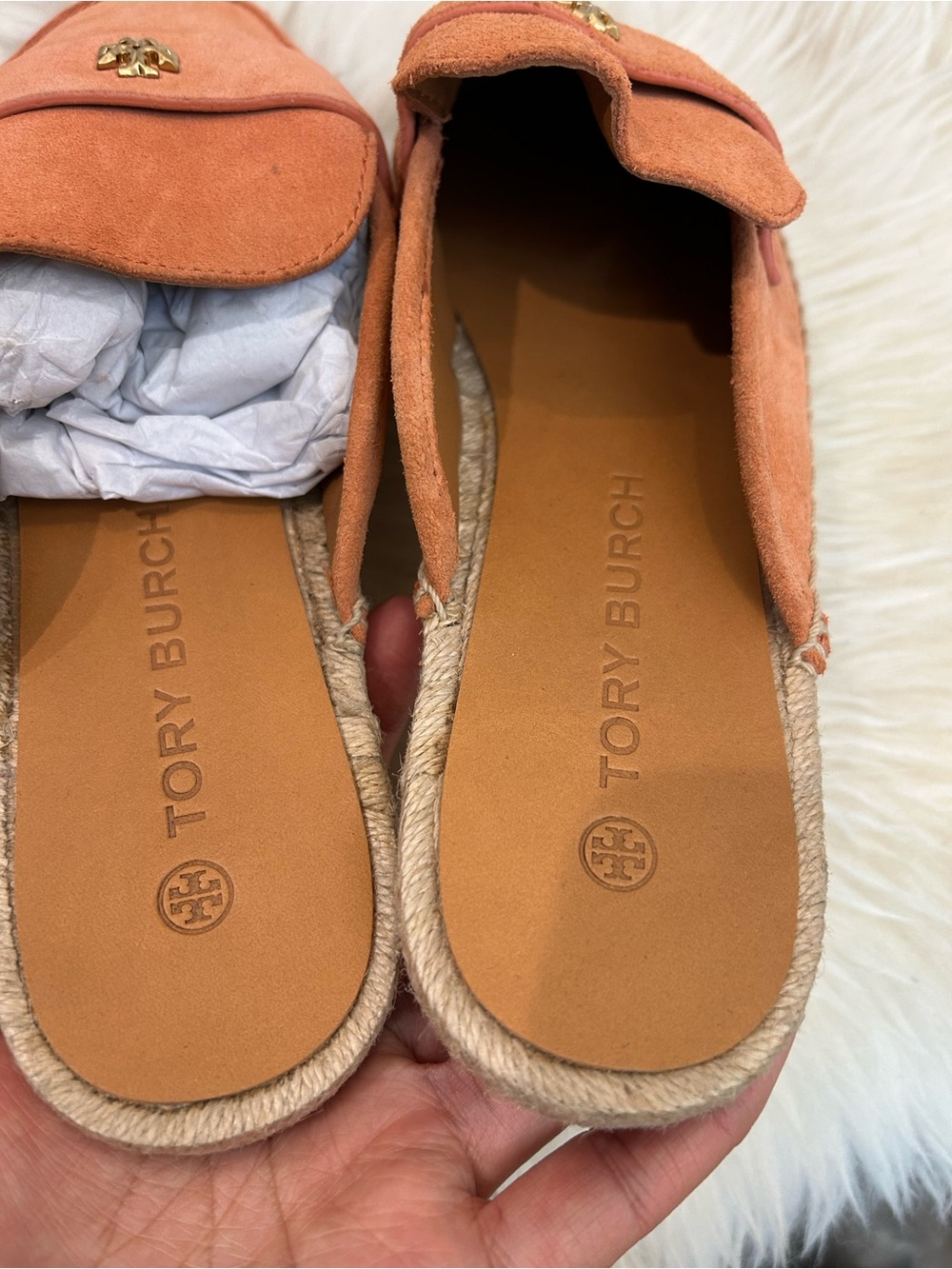 Tory Burch Suede Espadrille Mule in Burnt Orange size5.5&10.5 - Picture 7 of 9